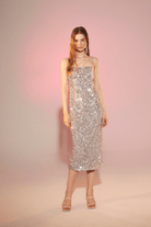 Nazlı Ceren-Miles Payetli Midi Elbise Silver Burch-Elbise-2-Milagron.com