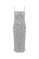 Nazlı Ceren-Miles Payetli Midi Elbise Silver Burch-Elbise-4-Milagron.com