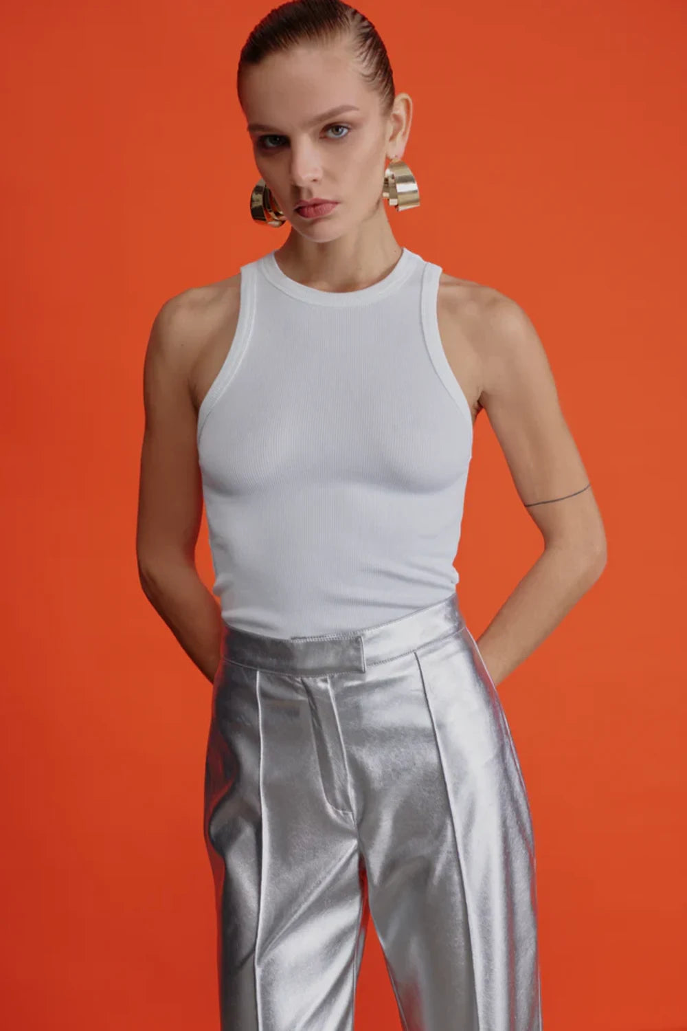 Nazlı Ceren-Millie Düz Kesim Deri Pantolon-Deri Pantolon-2-Milagron.com