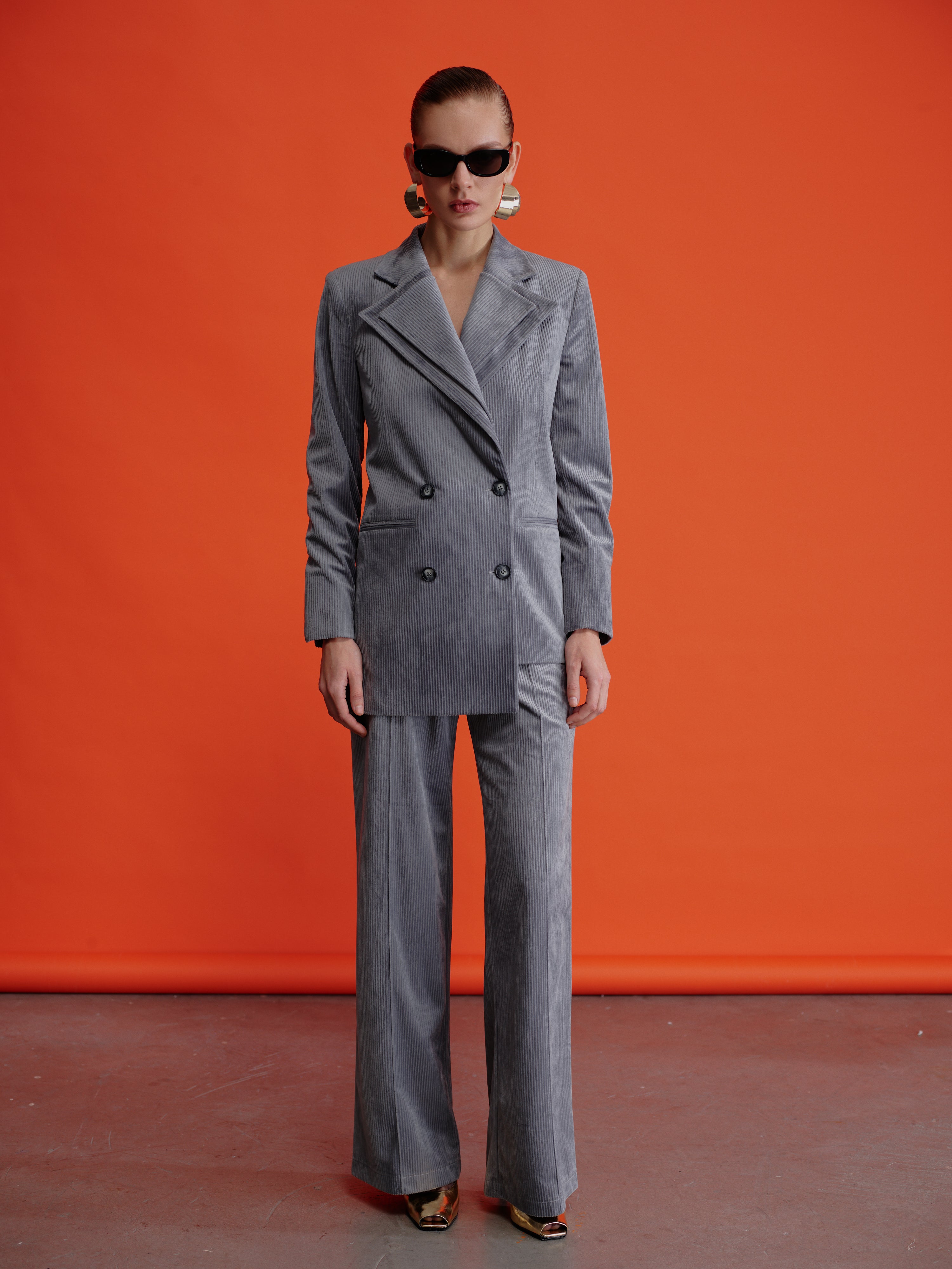 Nazlı Ceren-Millie Gri Kadife Pantolon-Pantolon-4-Milagron.com