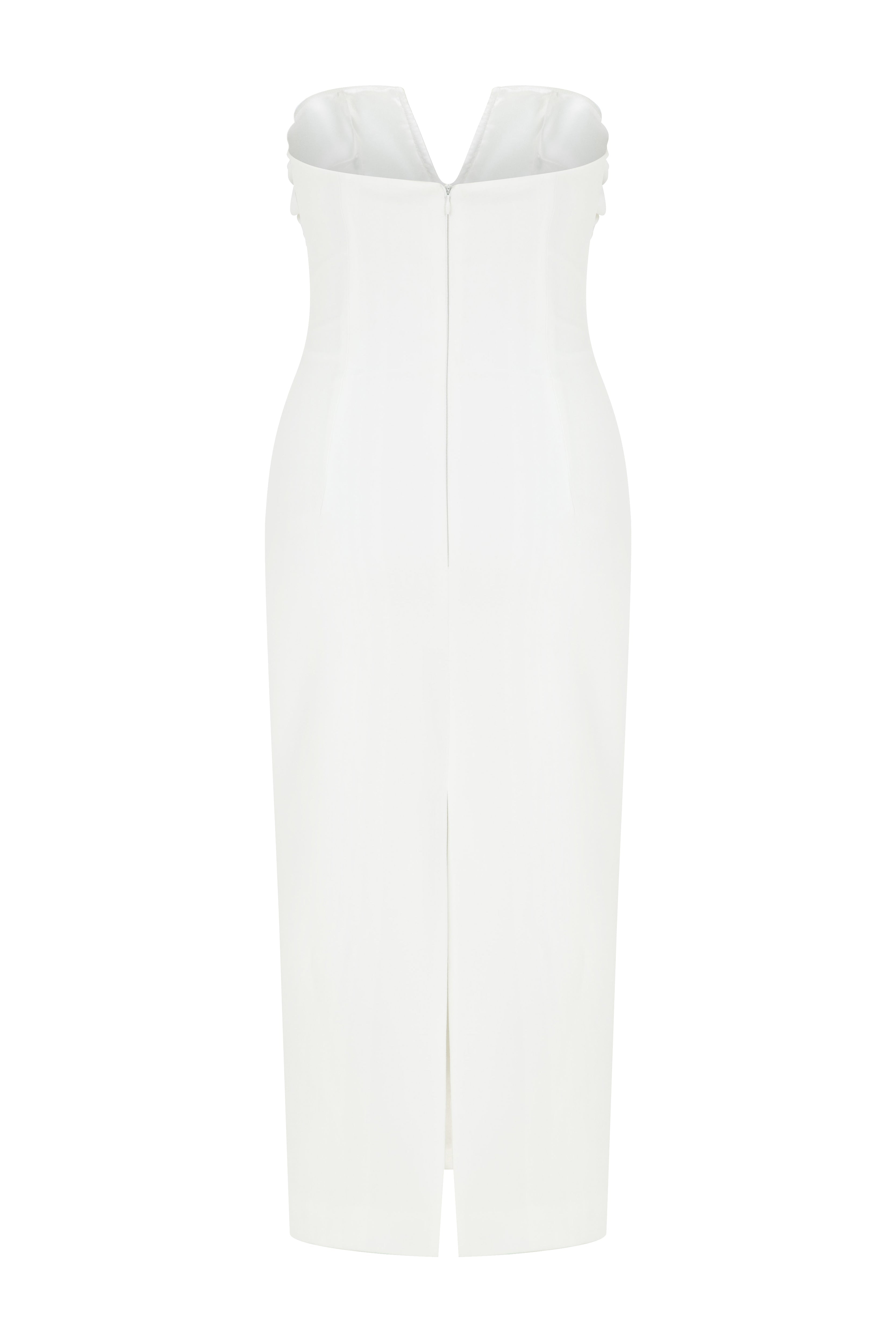 Nazlı Ceren-Miora Krep Midi Elbise Vanilla Ice-Elbise-2-Milagron.com