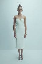 Nazlı Ceren-Miora Krep Midi Elbise Vanilla Ice-Elbise-4-Milagron.com