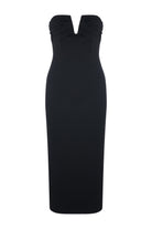 Nazlı Ceren-Miora Midi Krep Elbise Siyah-Elbise-8-Milagron.com