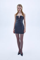 Nazlı Ceren-Miora Mini Deri Elbise Siyah-Elbise-1-Milagron.com