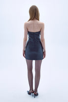 Nazlı Ceren-Miora Mini Deri Elbise Siyah-Elbise-4-Milagron.com