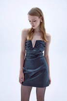 Nazlı Ceren-Miora Mini Deri Elbise Siyah-Elbise-7-Milagron.com