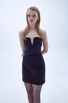 Nazlı Ceren-Miora Mini Krep Elbise Siyah-Elbise-4-Milagron.com