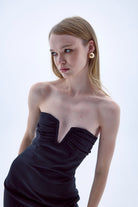 Nazlı Ceren-Miora Mini Krep Elbise Siyah-Elbise-5-Milagron.com