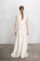 Nazlı Ceren-Mui Geniş Paça Keten Pantolon Beyaz-Pantolon-5-Milagron.com