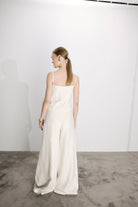 Nazlı Ceren-Mui Geniş Paça Keten Pantolon Beyaz-Pantolon-7-Milagron.com