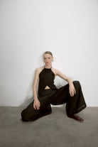 Nazlı Ceren-Mui Keten Top Siyah-Blouse-3-Milagron.com