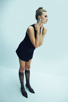 Nazlı Ceren-Odette Krep Mini Elbise Black-Elbise-4-Milagron.com