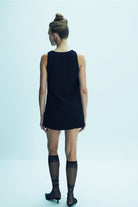 Nazlı Ceren-Odette Krep Mini Elbise Black-Elbise-7-Milagron.com