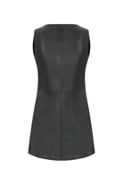 Nazlı Ceren-Odette Vegan Deri Mini Elbise Noire-Elbise-4-Milagron.com