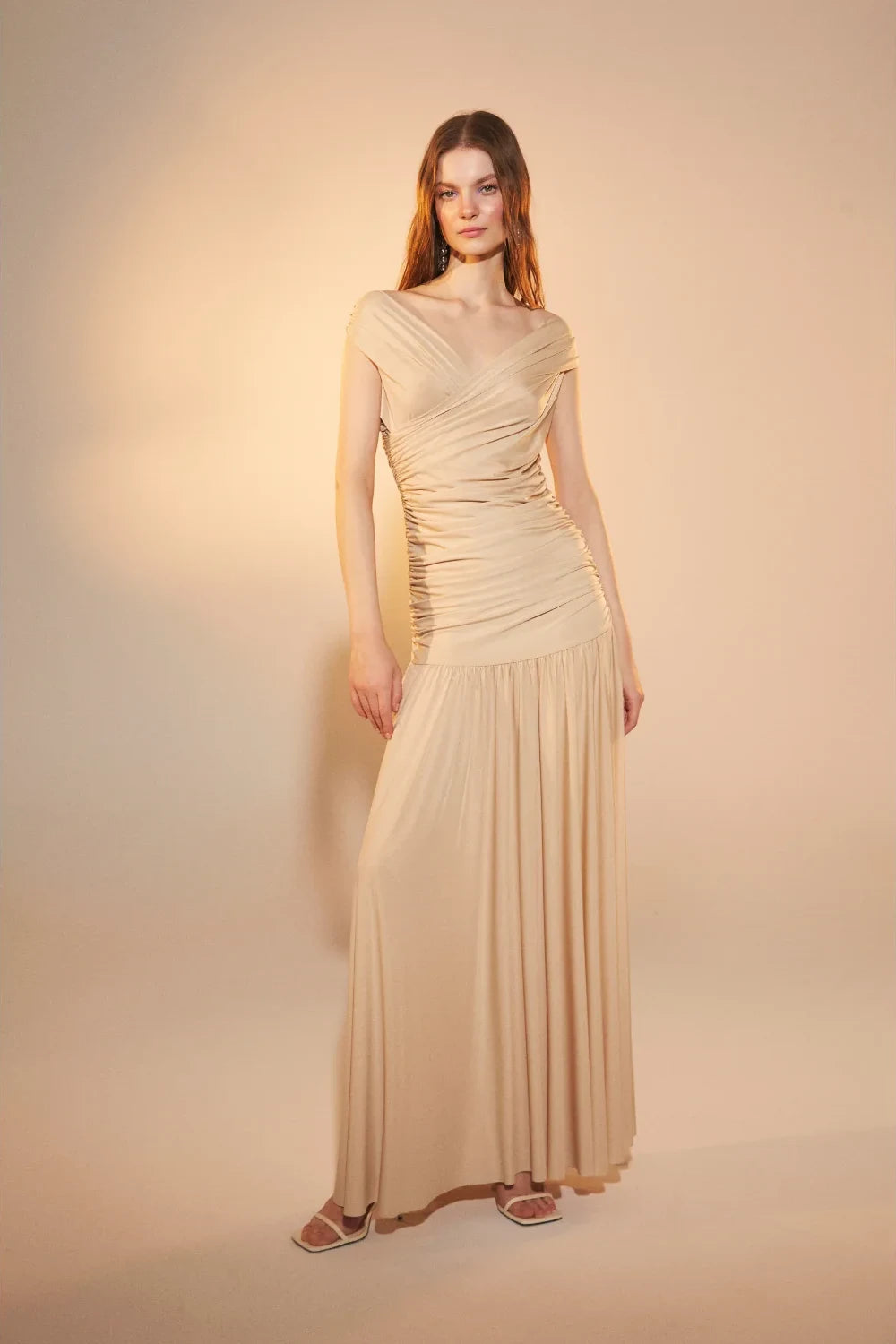 Nazlı Ceren-Purley Jarse Elbise Cuban Sand-Elbise-1-Milagron.com