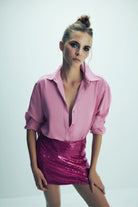 Nazlı Ceren-Ravenna Saten Gömlek Partfait Pink-Gömlek-1-Milagron.com