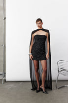 Nazlı Ceren-Reya şifon Pelerin Siyah-Pelerin-1-Milagron.com