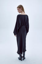 Nazlı Ceren-Rhea Saten Elbise Siyah-Elbise-5-Milagron.com