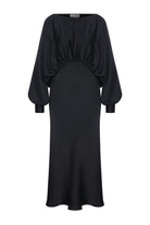 Nazlı Ceren-Rhea Saten Elbise Siyah-Elbise-6-Milagron.com