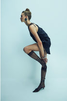 Nazlı Ceren-Rocha Asimetrik Saten Mini Elbise Black-Elbise-4-Milagron.com