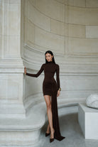 Romy Mini Jarse Elbise Burnt Brown