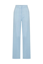 Nazlı Ceren-Santoe Düz Kesim Koton Pantolon Mavi-Kumaş Pantolon-1-Milagron.com