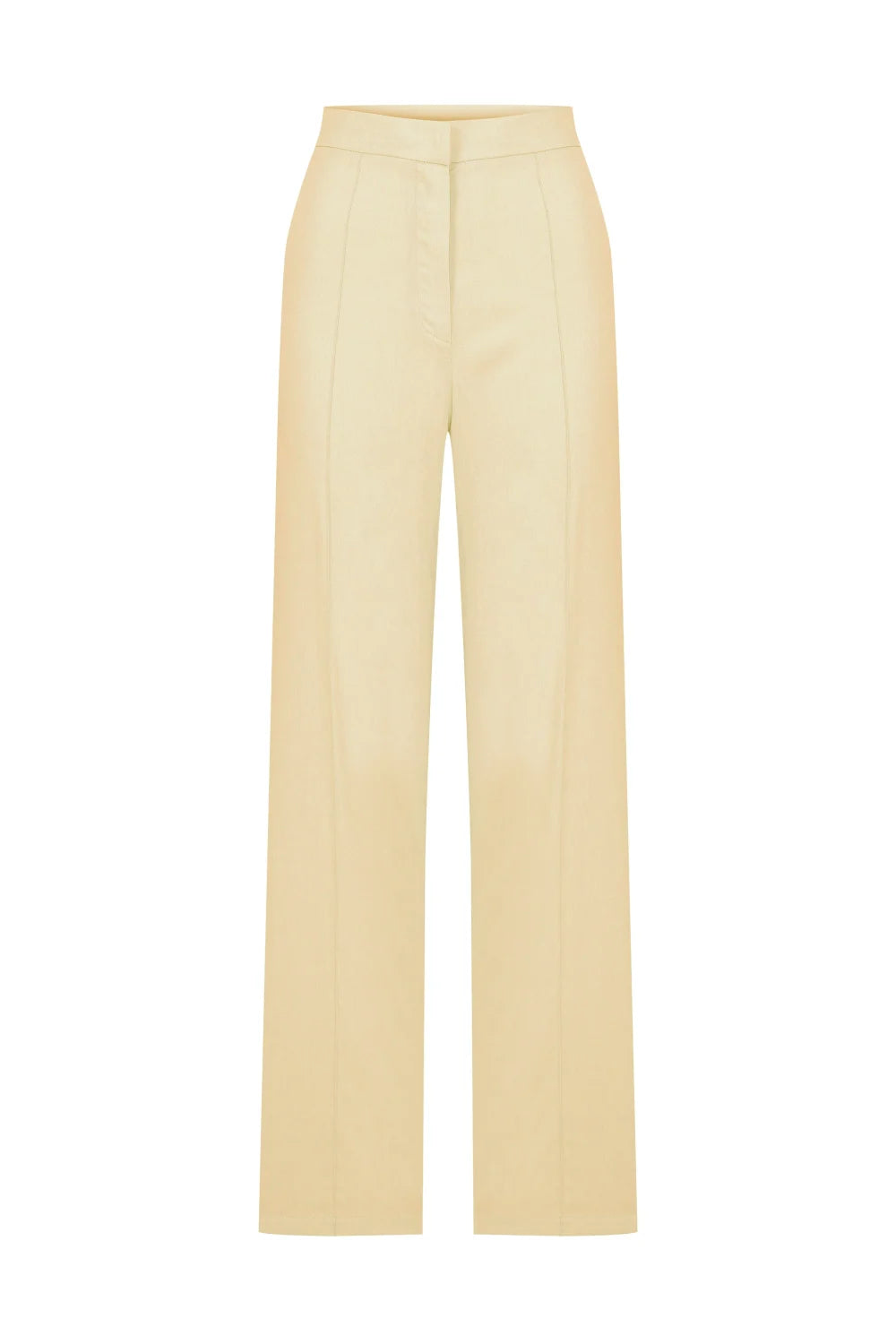 Nazlı Ceren-Santoe Düz Kesim Koton Pantolon Sarı-Kumaş Pantolon-1-Milagron.com