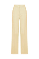 Nazlı Ceren-Santoe Düz Kesim Koton Pantolon Sarı-Kumaş Pantolon-1-Milagron.com