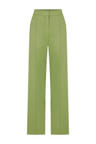 Nazlı Ceren-Santoe Düz Kesim Koton Pantolon Yeşil-Kumaş Pantolon-1-Milagron.com