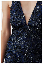 Nazlı Ceren-Selene Payetli Elbise Lacivert-Elbise-5-Milagron.com