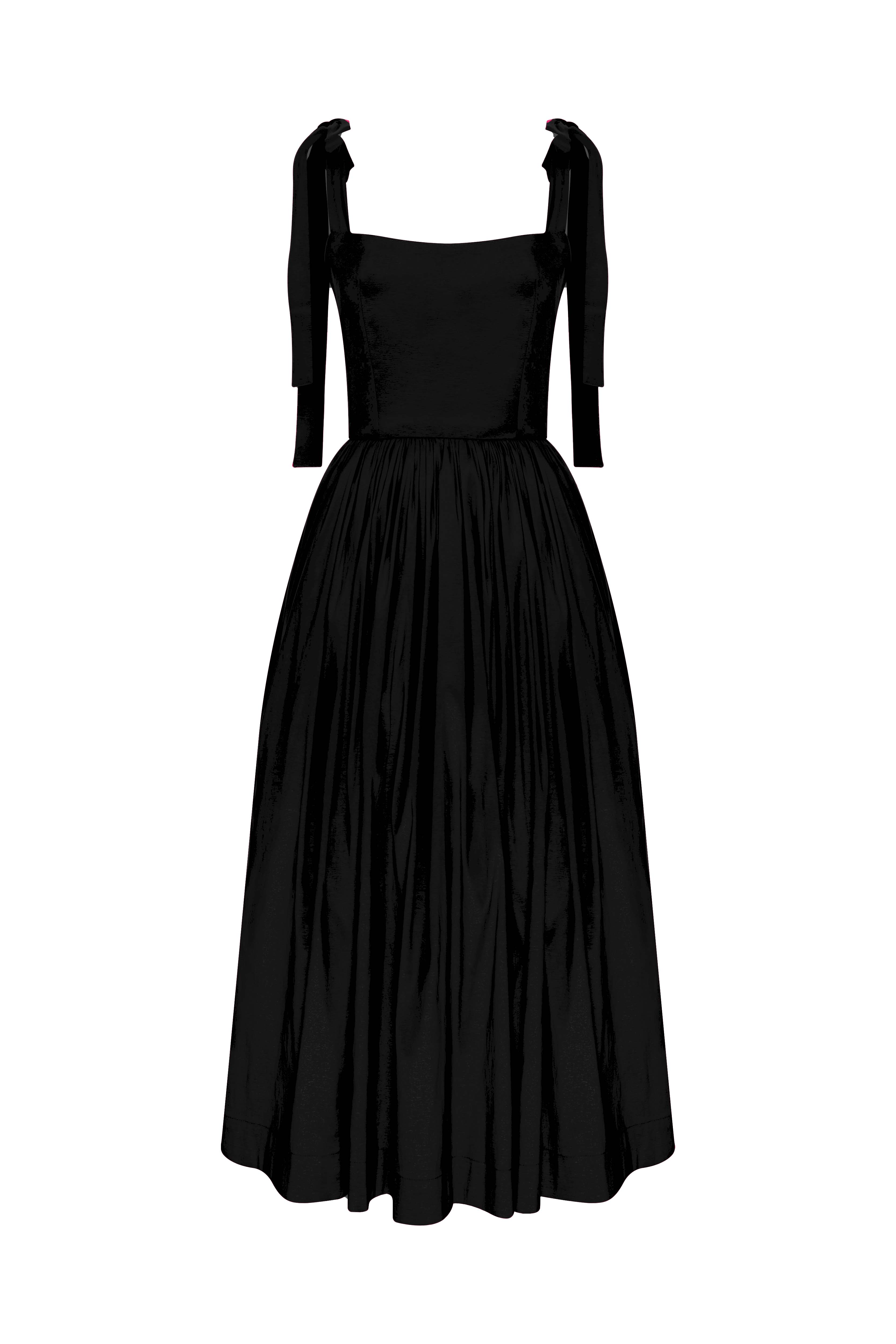 Nazlı Ceren-Sibby Midi Elbise Noire-Elbise-2-Milagron.com