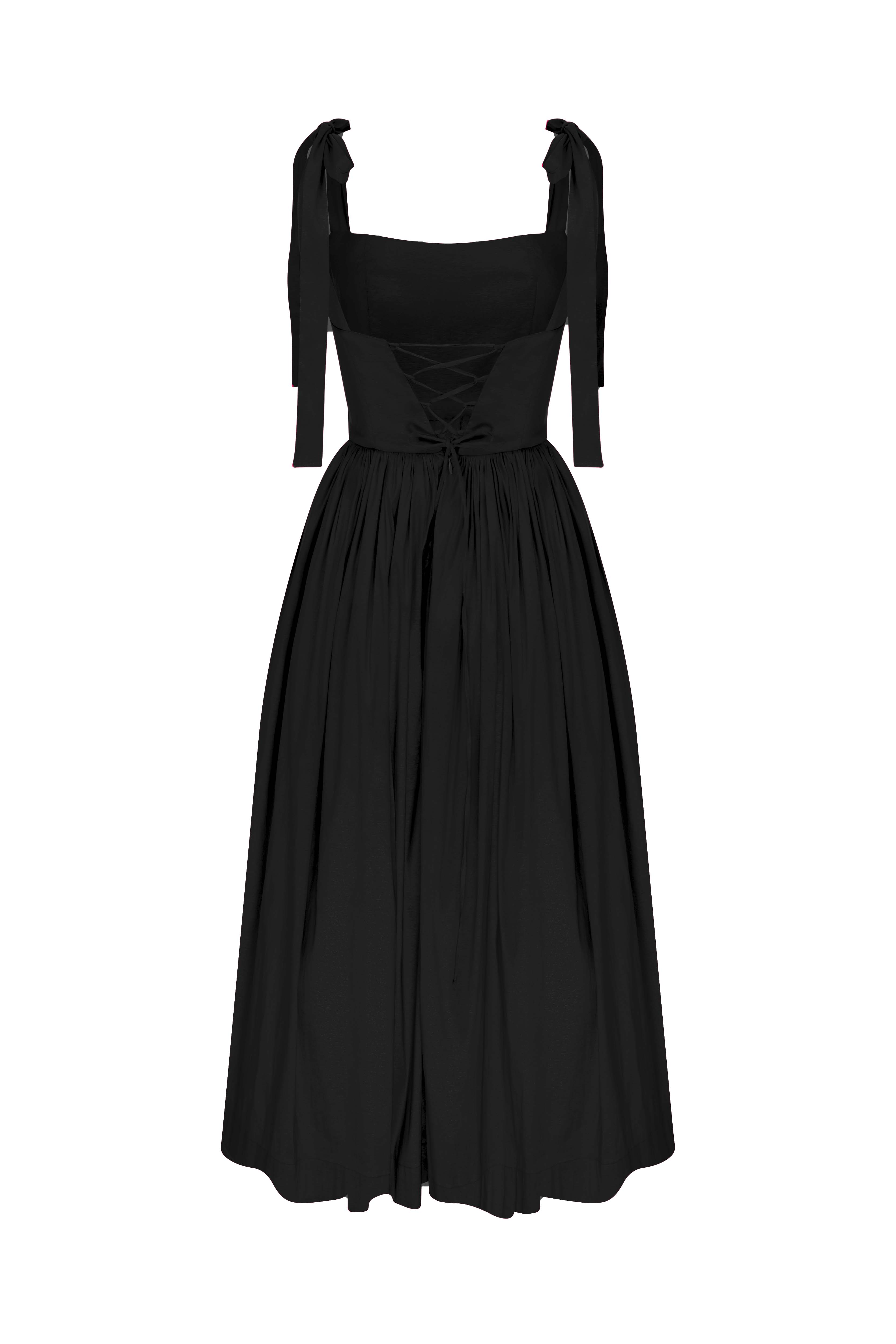 Nazlı Ceren-Sibby Midi Elbise Noire-Elbise-3-Milagron.com