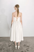 Nazlı Ceren-Sibby Straplez Midi Elbise Beyaz-Elbise-2-Milagron.com