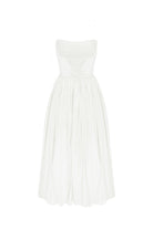 Nazlı Ceren-Sibby Straplez Midi Elbise Beyaz-Elbise-3-Milagron.com