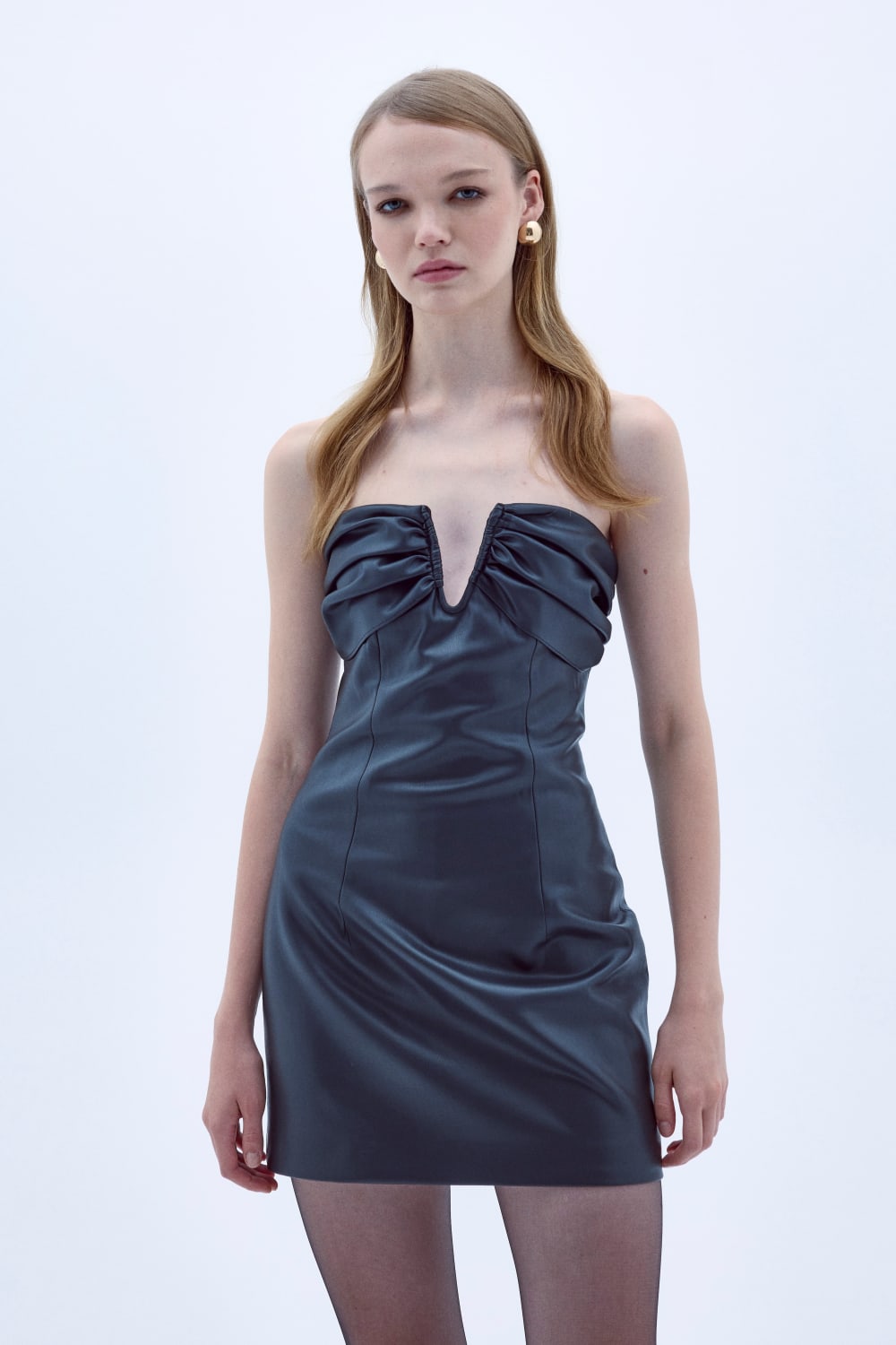 Nazlı Ceren-Siyah Miora Mini Deri Elbise-Elbise-3-Milagron.com