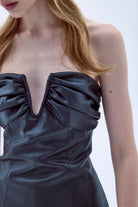 Nazlı Ceren-Siyah Miora Mini Deri Elbise-Elbise-9-Milagron.com