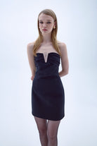 Nazlı Ceren-Siyah Miora Mini Krep Elbise-Elbise-6-Milagron.com