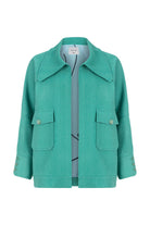 Nazlı Ceren-Terry Wool Blend Jacket In Green-Ceket-1-Milagron.com