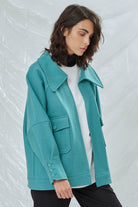 Nazlı Ceren-Terry Wool Blend Jacket In Green-Ceket-3-Milagron.com