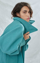 Nazlı Ceren-Terry Wool Blend Jacket In Green-Ceket-4-Milagron.com