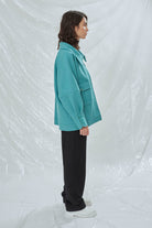 Nazlı Ceren-Terry Wool Blend Jacket In Green-Ceket-5-Milagron.com