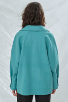 Nazlı Ceren-Terry Wool Blend Jacket In Green-Ceket-6-Milagron.com