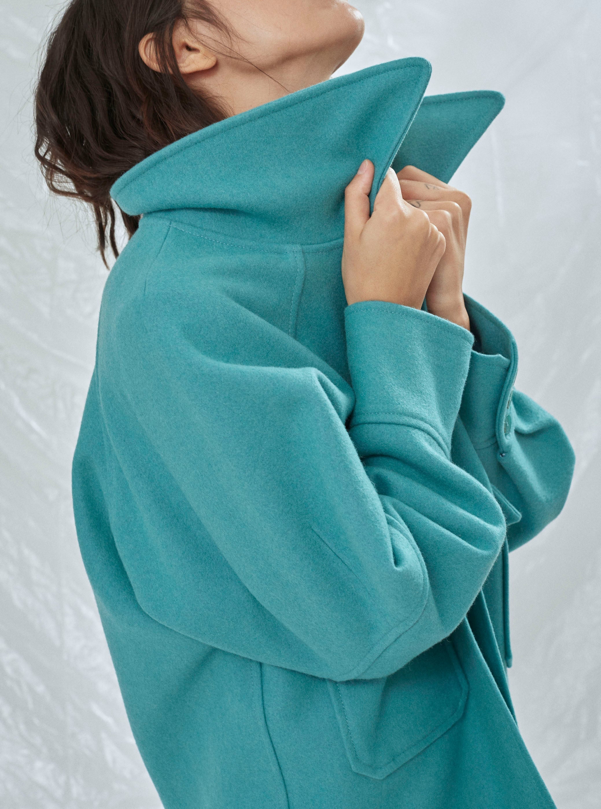 Nazlı Ceren-Terry Wool Blend Jacket In Green-Ceket-7-Milagron.com