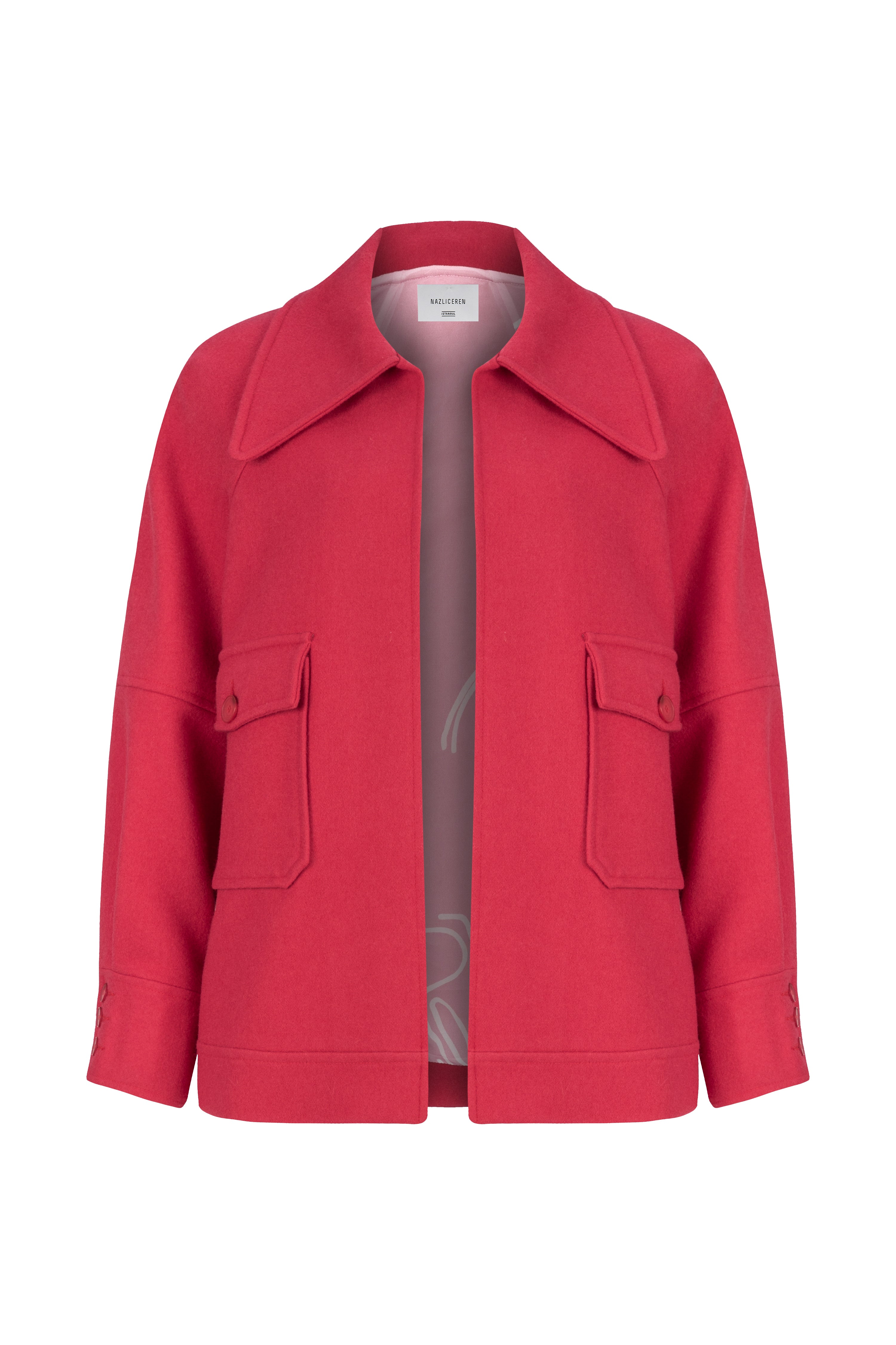 Nazlı Ceren-Terry Wool Blend Jacket In Pink-Ceket-1-Milagron.com