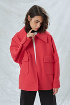 Nazlı Ceren-Terry Wool Blend Jacket In Pink-Ceket-3-Milagron.com