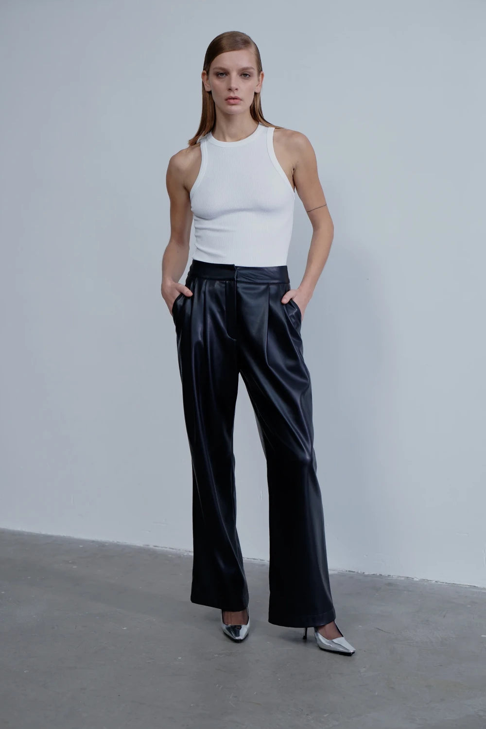 Nazlı Ceren-Tina Vegan Deri Pantolon Noire-Deri Pantolon-1-Milagron.com