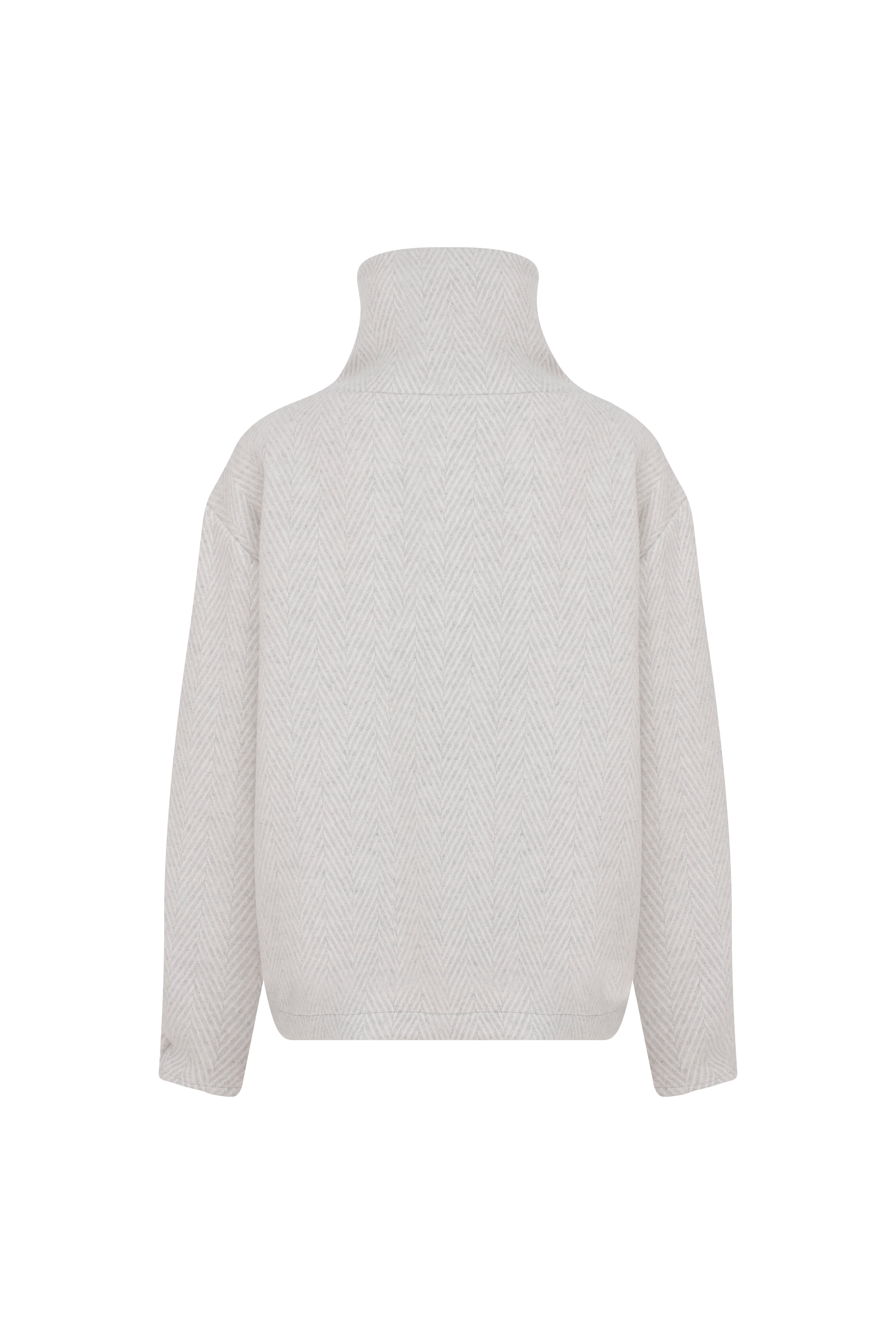 Nazlı Ceren-Travis Yün Karışımlı Fermuarlı Kazak Beige-Kazak & Triko-3-Milagron.com