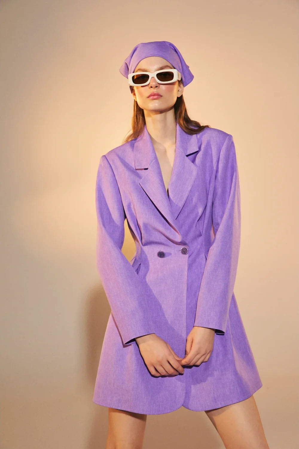 Nazlı Ceren-Valerie Ceket Elbise Mauve Mist-Elbise-4-Milagron.com