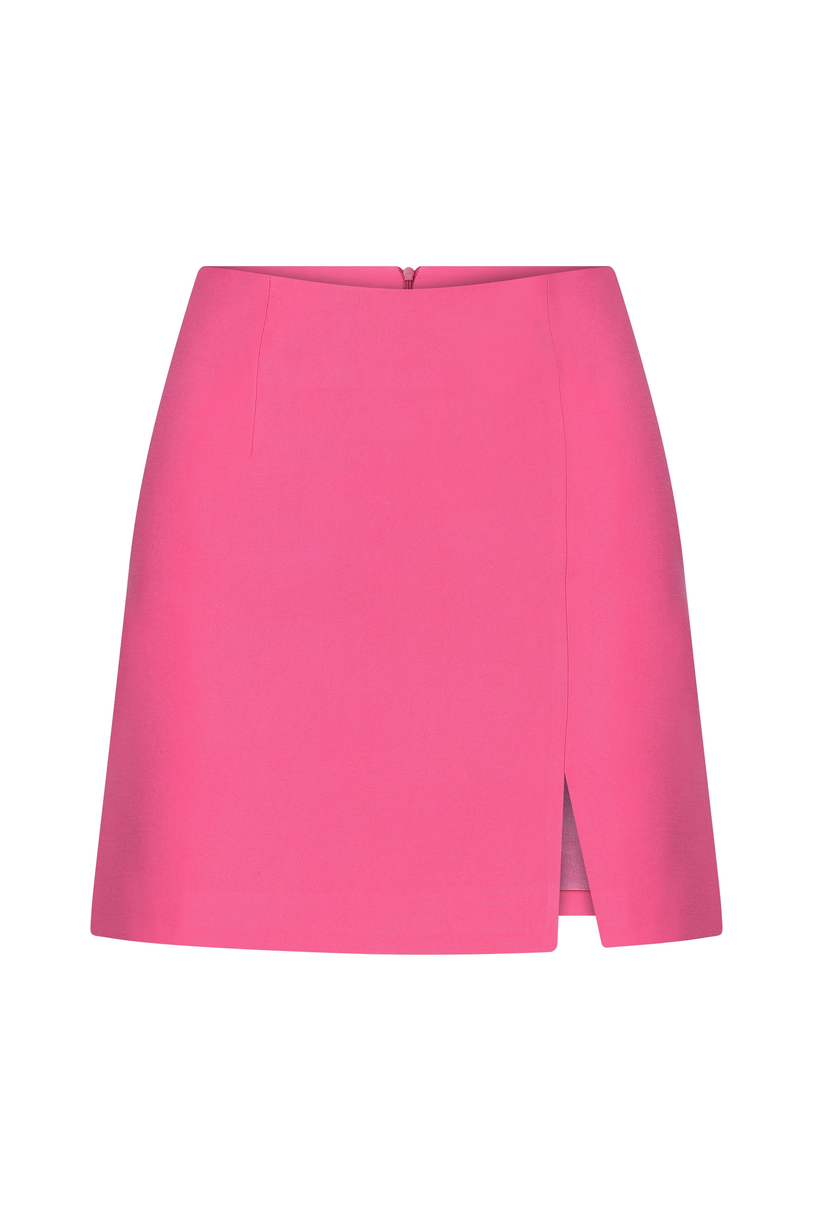 Nazlı Ceren-Vance A Kesim Mini Etek Bubble Gum Pink-Etek-1-Milagron.com