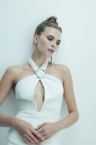 Nazlı Ceren-Viana Krep Midi Elbise Vanilla Ice-Elbise-3-Milagron.com